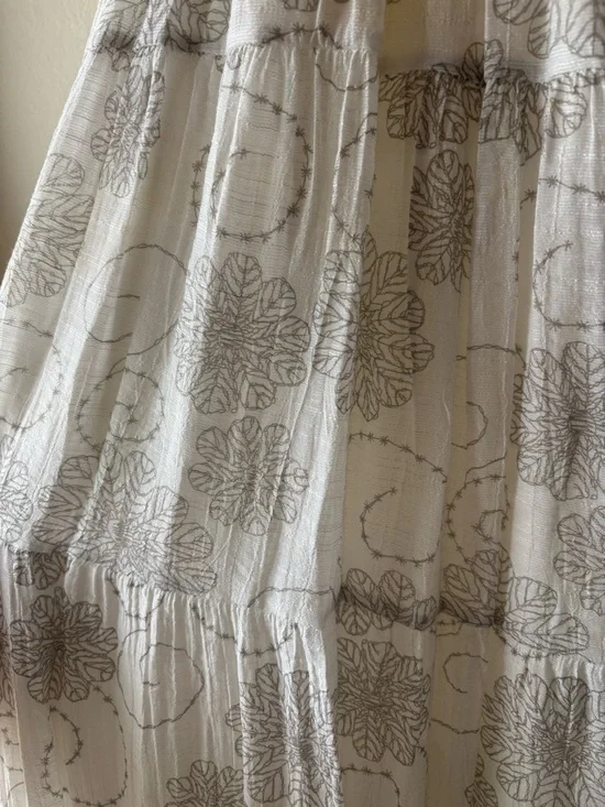 Boho White Sleeveless Maxi Dress Floral Abstract Print - Picture 5 of 7